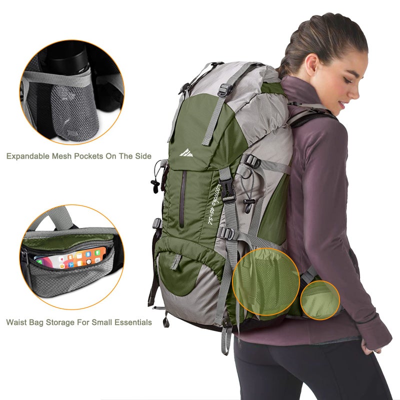 Loowoko 50L Hiking Backpack, Waterproof Camping Essentials Bag with Rain Cover, 45+5 Liter Lightweight Backpacking Back Pack - Image 5